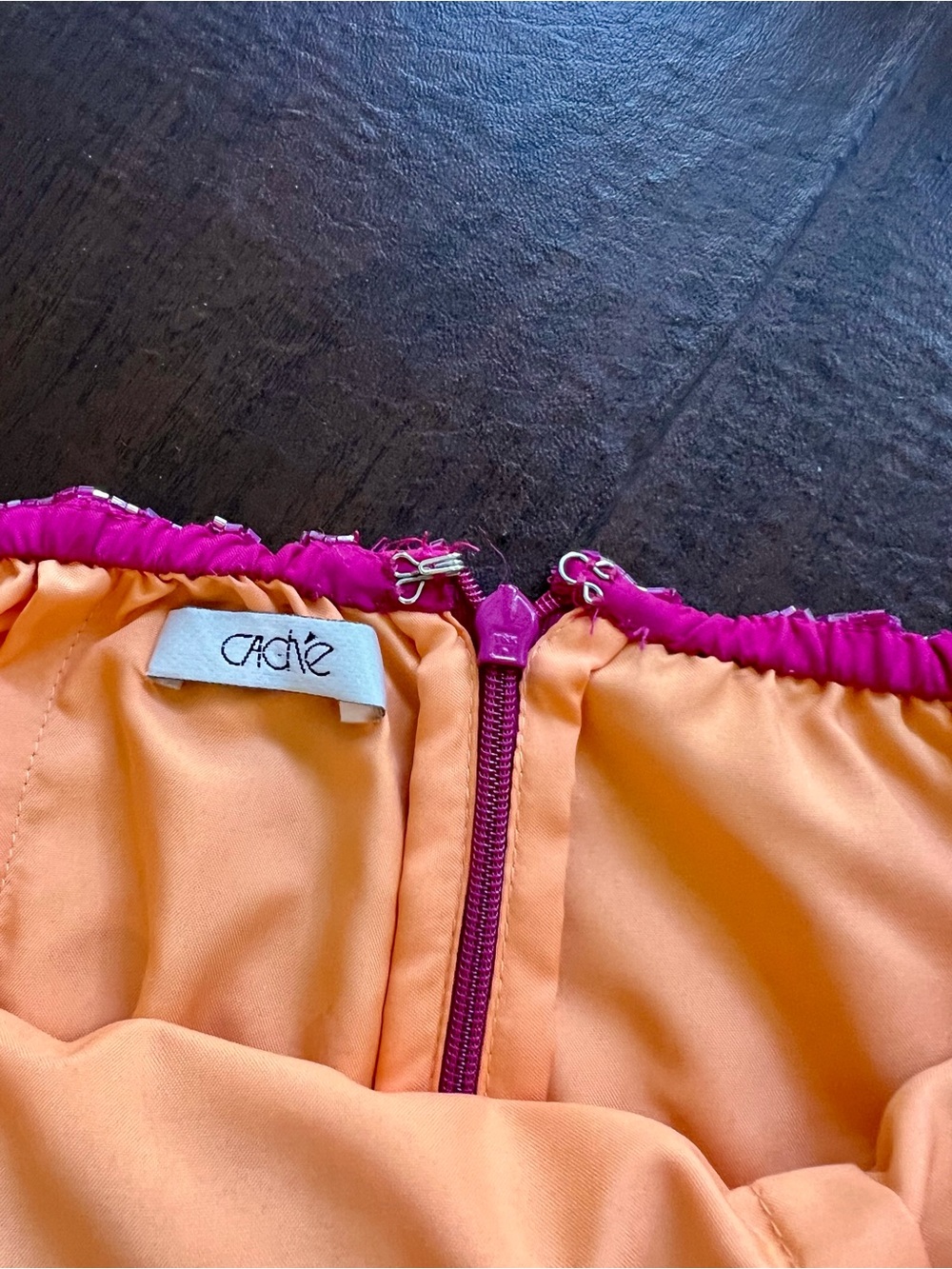 Cache Beaded Deep V Fuscia Formal Dress - Picture 3 of 5